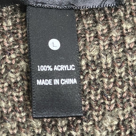 Aqua olive green brown como sweater cardigan size large - Picture 3 of 8